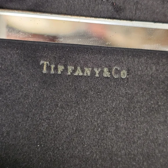 SIGHNED TIFFANY &CO ON BAG,8X8 INCH,BLACK SUEDE, GOLD FRAME STAMPED TIFFANY